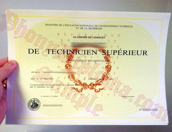 Brevet de Technicien Superieur - Fake Diploma Sample from France